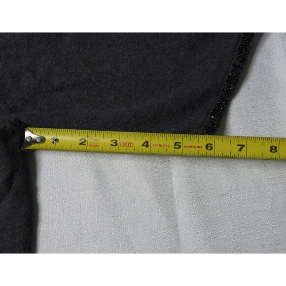 Apostrophe Gray Beaded Trim Short Sleeve Cardigan Sweater Sz L - Picture 5 of 6